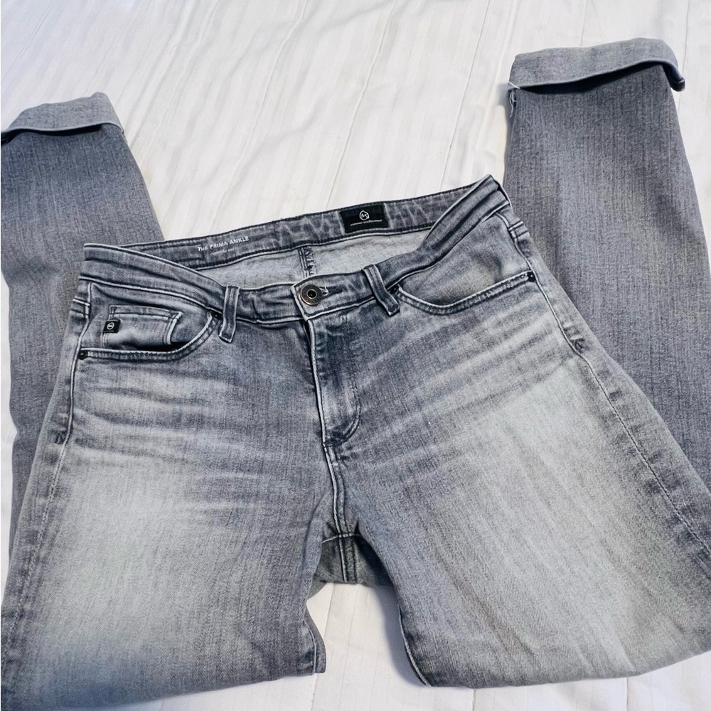 AG Prima Ankle Cigarette Light Grey Denim Jeans